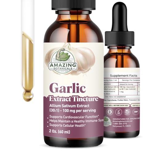 Amazing Botanicals Garlic Tincture Allium Sativum Herbal Extract High Potency Liquid Supplement 2 Fl Oz Pack of 1