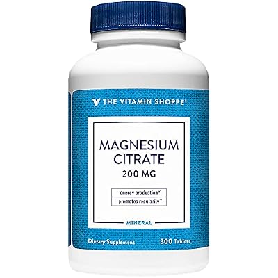 The Vitamin Shoppe Magnesium Citrate 200 mg Tablets, Highly Absorbable Magnesium Mineral for Energy Production, Digestive Regularity & Muscle Support for Men & Women, Gluten Free, 300 Tablets