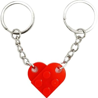 Gift Wrapped Heart Keychain Lover Lego Shaped KeychainHeart Lego Keychain