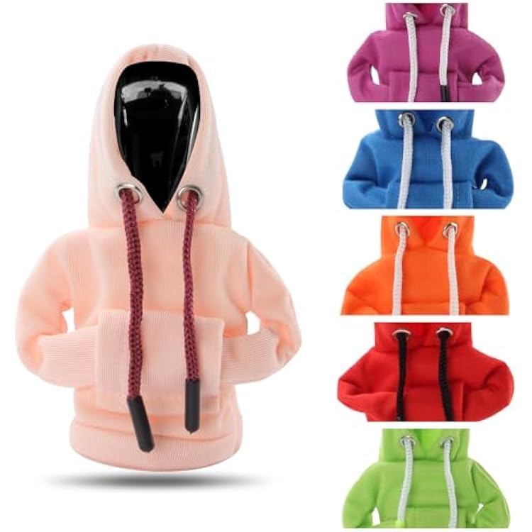 Teguangmei Gear Shift Cover, Car Shift Knob Cover Hoodie, Gearshift Decorations Shifter Stick Protector Pink