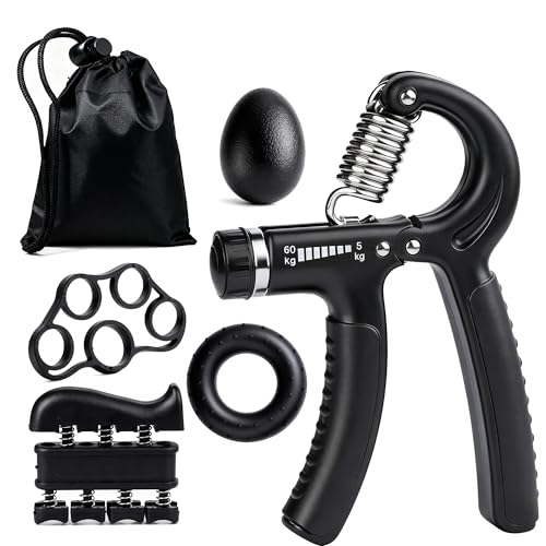 Ortarco Hand Grip Strength Trainer Kit, Stress Balls, Finger Exerciser Extensioin, 5 Pack Forearm Gripper Strengthener Adjustable Resistance, Hand Strengthening Devices