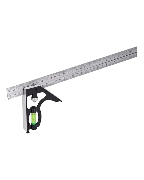 Combination Square 45 90 Degree Accurate Measuring Carpenter Square Stainless Steel 11.8in Double Sided Metric Adjustable Combo Square for Electricians and Carpenters
