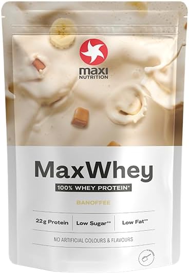 MaxiNutrition - MaxWhey - Isolate and Concentrate Protein Powder Blend, 22g Protein - No Artificial Colours & Flavours, Banoffee 420g - Low-Fat - Low Sugar - Gluten Free, 113 kcal per Serving