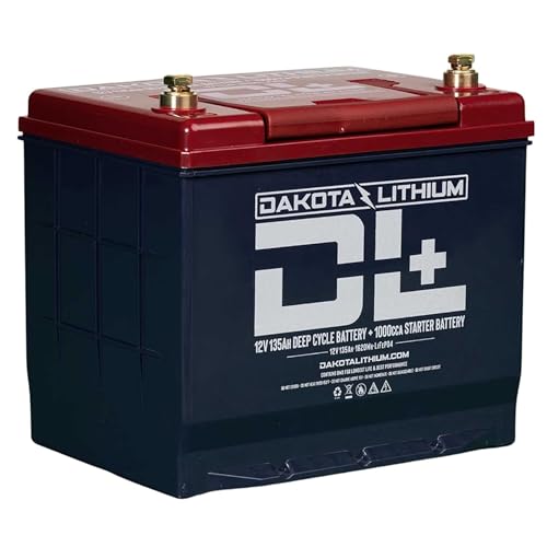 Dakota Lithium 12V 135Ah LiFePO4 Deep Cycle and Starting Battery 2000 Cycles Engine Starting, Trolling Motors, RV, Solar 12v 10amp Charger not Included