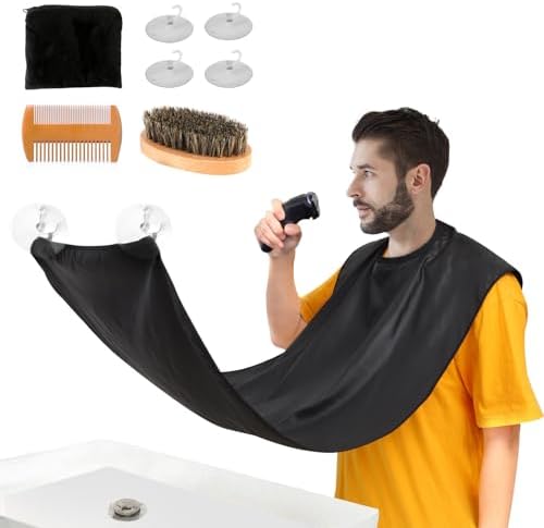 Beard Bib Apron for Shaving, Hair Catcher for Trimming,Christmas Stocking Stuffers for Men, Gifts for Men Him Dad husband