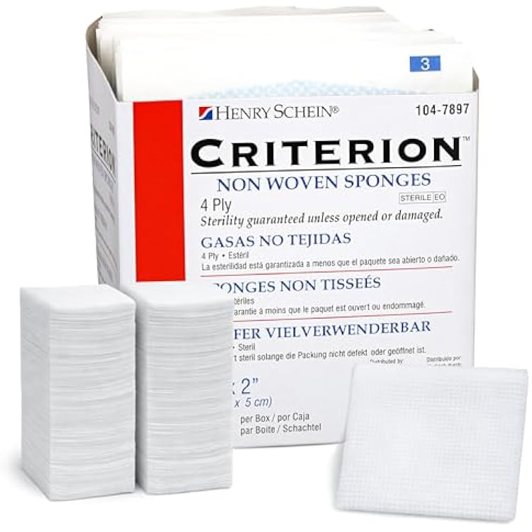 Henry Schein Criterion 2x2 Non-Woven Sponge- RayonPolyester Blend, 4-Ply, Sterile- 2x2 Inch, 50Pack