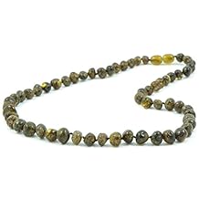 TheNaturalAmber Green Amber Necklace Polished Baroque Baltic Amber Beads Necklace for Adults 50cm Handmade Natural Healing Jewelry
