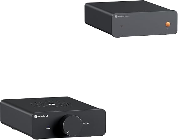 Fosi Audio Box X5 Phono Preamp for Turntable and V3 Stereo Amplifier Home Audio 300 Watts x2 Power TPA3255 Class D Mini Amp