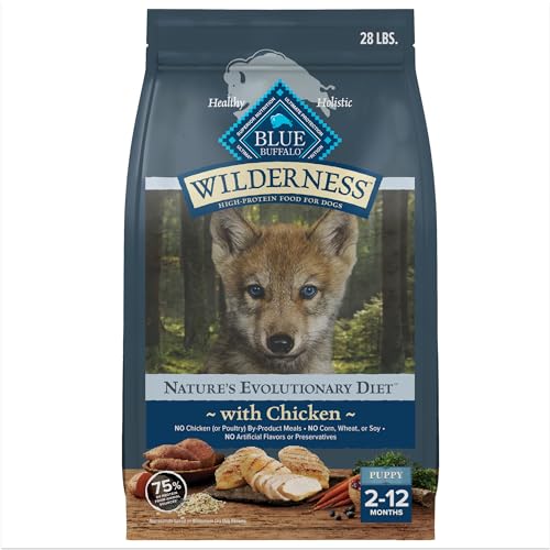 Blue Buffalo Wilderness High-Protein Natural Dry Food for Puppies, Chicken Recipe, 28-lb. Bag
