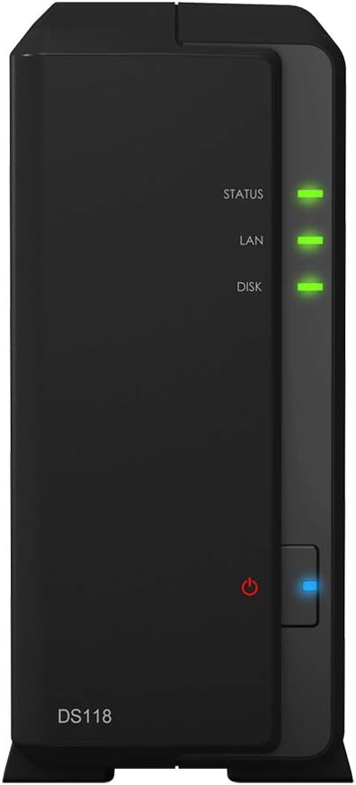 Synology DS118 Mini Desktop NAS Server, Realtek RTD1296 Quad-Core, 1GB DDR4 RAM, 1TB SSD, DSM Software