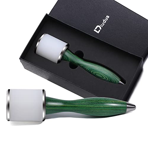 Leather Carving Hammer Leather Working Mallet Leather Maul DIY Leathercraft Mallet Stamping Tool with Nylon Straight Head Wood Handle for Leatherwork GreenWater-Rippled