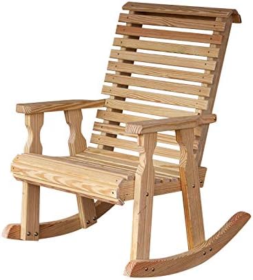 Amish Heavy Duty 600 Lb Roll Back Pressure Treated Rocking Chair (Unfinished)