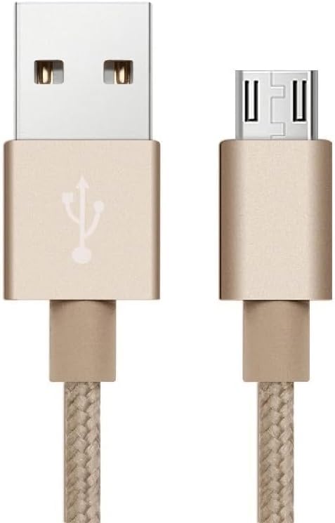 Braided USB Cable Charging Cord/Charger Power Lead Wire Compatible with Belkin MIXIT 4000 F8M979btBLU Power Pack/Gold / (2m / 6.6ft)