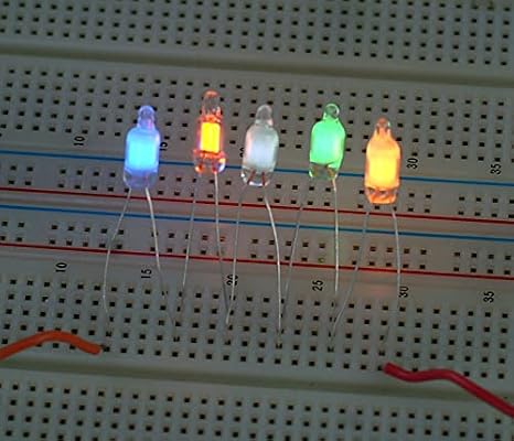 50 pcs Mixed Colors Miniature Neon Indicator Lamps 5mm NE-2 Red White Yellow Blue Green & Separate Resistors - Neon Sign Light Indicator