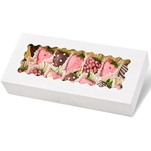Kucoele 20 PCS Cookie Boxes with Window, 12.5 x 5.5 x 2.5 Inches Bakery Boxes Auto-Popup Treat Boxes for Chocolate Covered Strawberries, Hot Cocoa Bombs, Pastries, Donuts, Muffins
