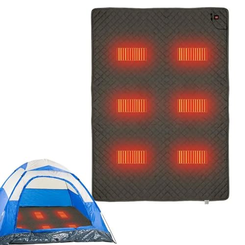 Heated Sleeping Bag Liner - 6 Heating Zones, USB Pad for Double Tent Backpacking Camping Electric Sleeping Bag Pad