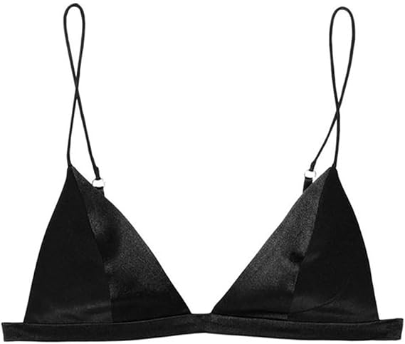 Women's Silk Satin Triangle Bralette Wire-Free Soft Cup Bra
