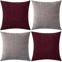 GAWAMAY Throw Pillow Covers 16x16 Inch Pack of 2 Soft Square Chenille Couch Pillow Cover for Sofa Living Room Bedroom Car Solid Dyed Pillow Cases (Only Pillowcases) 40x40 Cm, Taupe Grey, Red,
