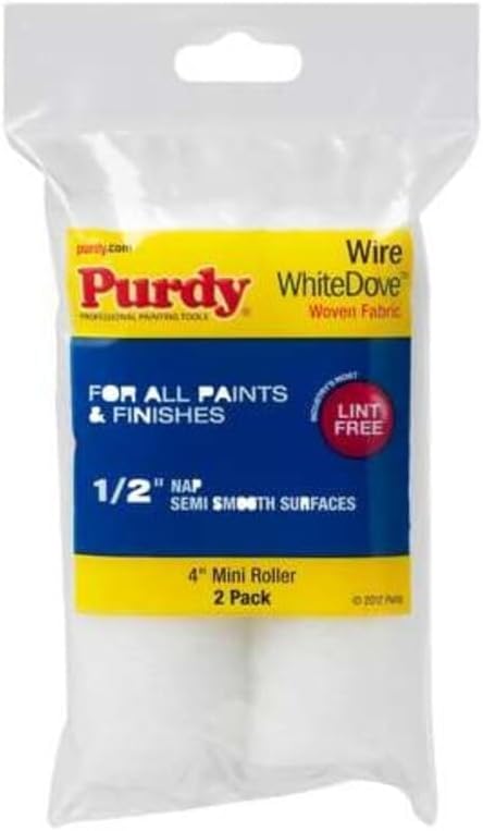 Purdy 4" Paint Roller Cover, 1/2" Nap, Woven Dralon, 2 PK 140606044-1 Each