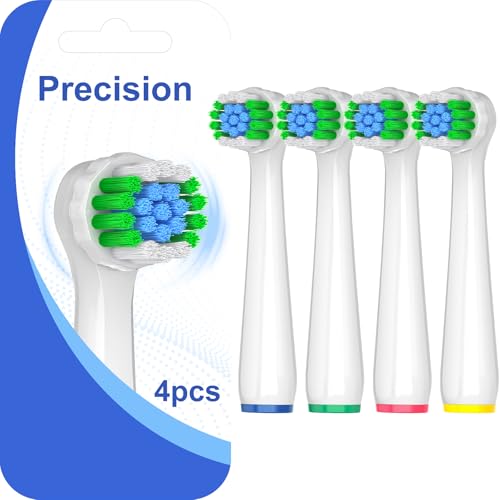 4 Count Precision Refills Replacement Heads Compatible with Oral B Braun for Sensitive Care, Brush Heads Compatible with Oral B Pro 1000500Genius x Electric Toothbrush Heads White