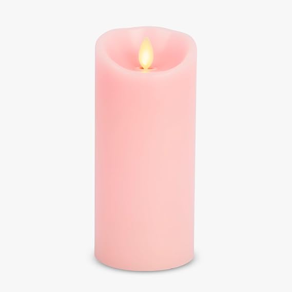 Luminara Flameless LED Battery Operated Flickering Pillar Moving Flame Candles (Saga Rose, 3" x 6.5")