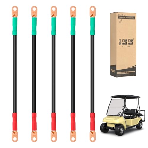 10L0L Golf Cart Heavy Duty Battery Cables Wiring Kit 4 Gauge Fits Club Car DS Precedent Tempo Onward 36V or 48V, 14 Inch, 5-Pack