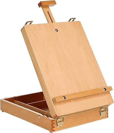 Wooden Table Box Easel Adjustable Tabletop Easel Portable Art Easel | Portable Art Easel for Beginners Professionals, Built-in Storage Compartment with Dividers for Painting and Drawing