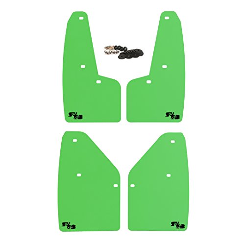 RokBlokz Mud Flaps for 2010-2014 Ford Raptor - Set of 4 - Multiple Colors Available - Mud Guards are Custom Cut and Fit - Includes All Mounting Hardware Lime Green with Black Logo