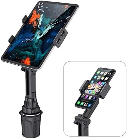 Tablet Holder for Car Adjustable Cup Holder Mount for iPad, Tablets 7"10.2", and All Phones, Height Adjustable and Universal Fit