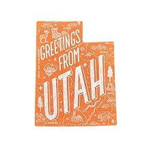 Noteworthy Utah Postcard, Greetings from Utah, The Beehive State, Illustrated Utah State Map, Single Letterpress Printed and Die Cut Postcard
