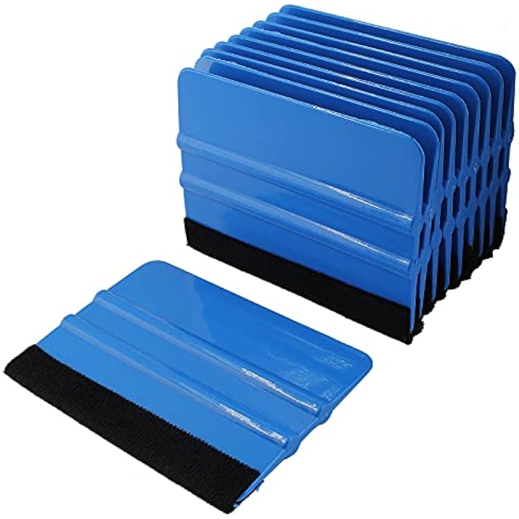 Zorfeter 10 Pcs 4 Inch Felt Edge Squeegee, Car Vinyl Scraper Decal Applicator Tool for Window Tint, Wallpaper, Decal Sticker Installation, with Black Felt Edge