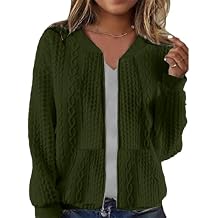 Womens Full Zip Up Cardigan Sweater Casual Solid Long Sleeve Sweatshirt Coat with Pocket