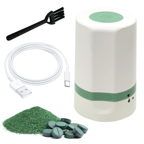 EZ Grind Electric Pill Crusher Automatic Medication Grinder for Tablets & Vitamins Rechargeable, Easy to Use, Stainless Steel Blade, Safe & Consistent Results Green