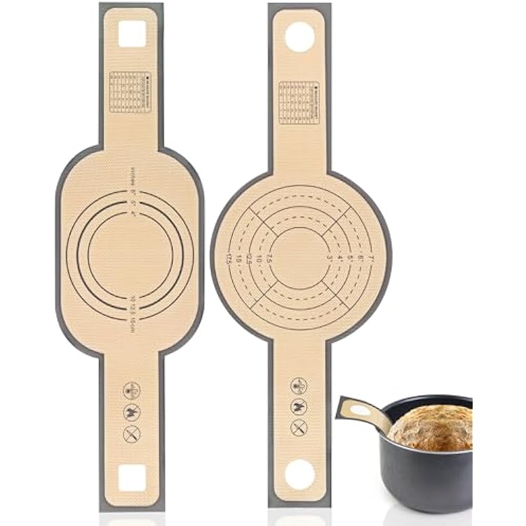 Silicone Bread Sling for Dutch Oven, 2 PCS Non-Stick & Easy Clean Reusable Silicone Bread Baking Mat with Long Handles, Easy to Transfer Sourdough BreadGrey, medium, Gray
