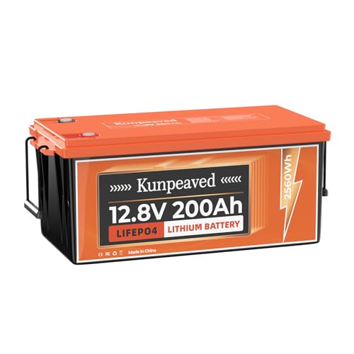 12V 200Ah LiFePO4 Lithium Battery, Deep Cycle Rechargeable Lithium Iron Phosphate Battery with 200A-BMS, Great for Trolling Motor, RV, Marin,Solar System, Home Energy Storage