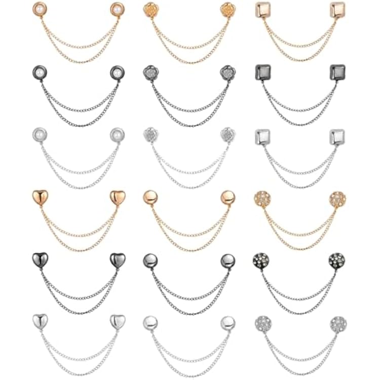 18 PCS Magnet Clothing Pins, Multi-Function Magnetic Clothing Clip with Chain Magnetic Button Clips for Men Women Clothes Cardigans, Cuffs Hijab Pins