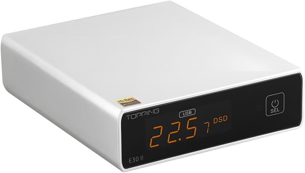 Topping Audio E30 II 2x AK4493S DAC, Silver, DAC XMOS XU208 32bit 768kHz DSD512 Digital to Analog Audio Converter
