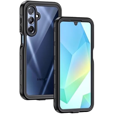 Lanhiem for Samsung Galaxy A16 5G Phone Case, IP68 Waterproof Dustproof, Built-in Screen Protector, Rugged Full Body Shockproof Protective Cover for Samsung A16 5G  4G 6.7, BlackClear | IP68 Waterproof