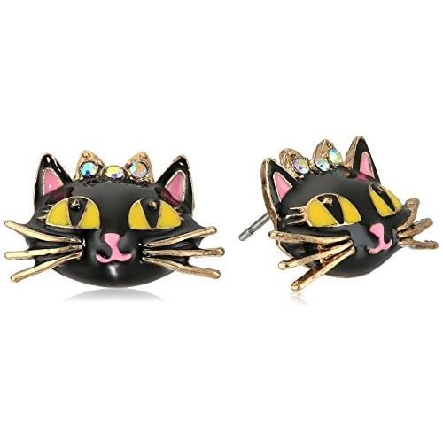 Betsey Johnson Cat Stud Earrings Pink Stud Earrings