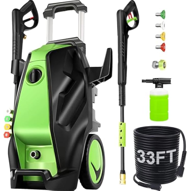 Pressure Washer,MAX 5000 PSI Electric Power Washer, 2000W 4.0 GPM High Pressure Washer, Professional Washer Cleaner, with 4 Nozzles, Soap Bottle and Hose Reel, Best for Cleaning Cars Patio Garden