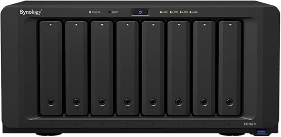 Synology DS1821+ 8-Bay Diskstation NAS (AMD Ryzen V1500B Quad-Core 2,2 GHz 4 GB DDR4 ECC SODIMM 4 x 1 GbE RJ-45 LAN-Port) 48TB Bundle with 8X 6TB WD Red Plus
