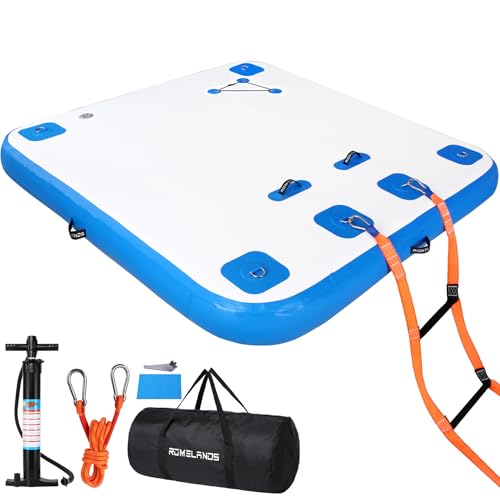 Inflatable Floating Dock, Swim Platform Floating Island Raft, Large Air Mat Inflatable Water Pad with None-Slip Surface for Lake Pool Beach Ocean