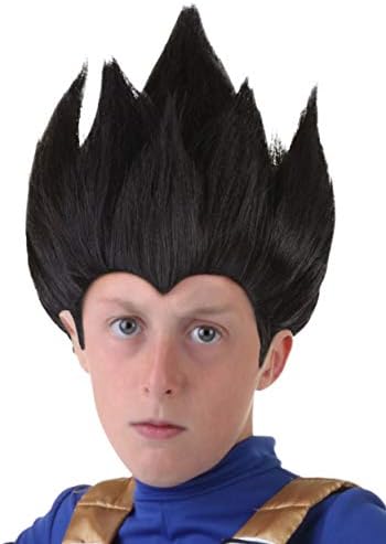 Kids Dragon Ball Z Vegeta Costume Wig Accessory | Black Spikey Hairstyle for Anime Cosplay