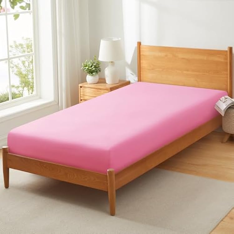 Vonty 1Pcs Pink Cot Sheets 31 x 75 - 1800 Thread Count Cot Microfiber Fitted Sheets Only, Breathable & Soft Camper Bunk Fitted Bed Sheet Fit for Narrow Twin RV Bunk Guest Bed Matress