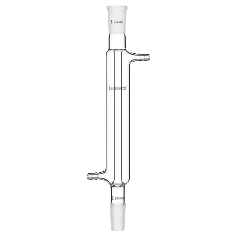 Labasics Borosilicate Glass Liebig Condenser with 24/40 Joint 200mm Jacket Length Lab Glass Condenser