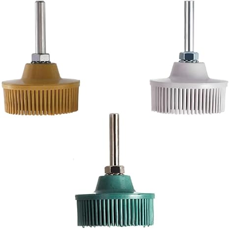 3 Pieces 2 Inch Bristle Disc Coarse Bristle Attachment Abrasive Coating Removal Disc with 1/4 Inch Round Shank Green, Yellow, White, 50#, 80#, 120#