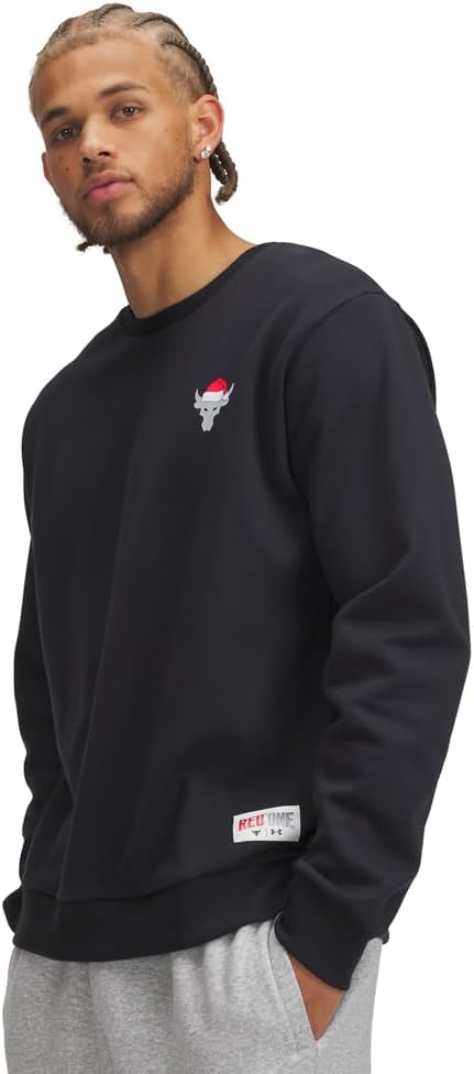 Under Armour Men's Project Rock Red One Sleighin Gains Crew Neck Sweatshirt