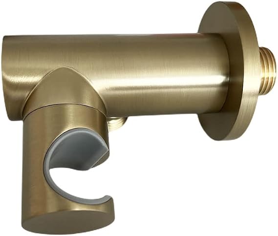 Hand Held Shower Head Holder with Hose Connector Shower Wand Holder Wall Mount Adjustable Handheld Shower Handle Sprayer Holder Shower Hose Adapter Shower Elbow with Spray Head Bracket Brushed Gold