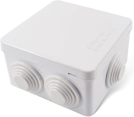 Sunnyglade ABS Plastic Electrical Junction Box IP55 Waterproof Universal Outlet Box Durable Outdoor Electrical Gang Box White (3.4 x 3.4 x 2 inch) | Waterproof Junction Box IP65 Waterproof Universal Outlet Box Durable Outdoor Electrical Gang Box White