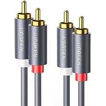 UGREEN RCA Cable, 6.6FT 2RCA Male to 2RCA Male Stereo Audio Cable Gold Plated Car Subwoofer Adapter Dual Shielded Red and White Cord for Home Theater Amplifier Hi-Fi System Car Audio Speaker